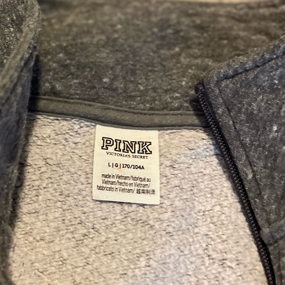 PINK Victoria's Secret Women’s Charcoal Zip-Up Sweater - Picture 3 of 4